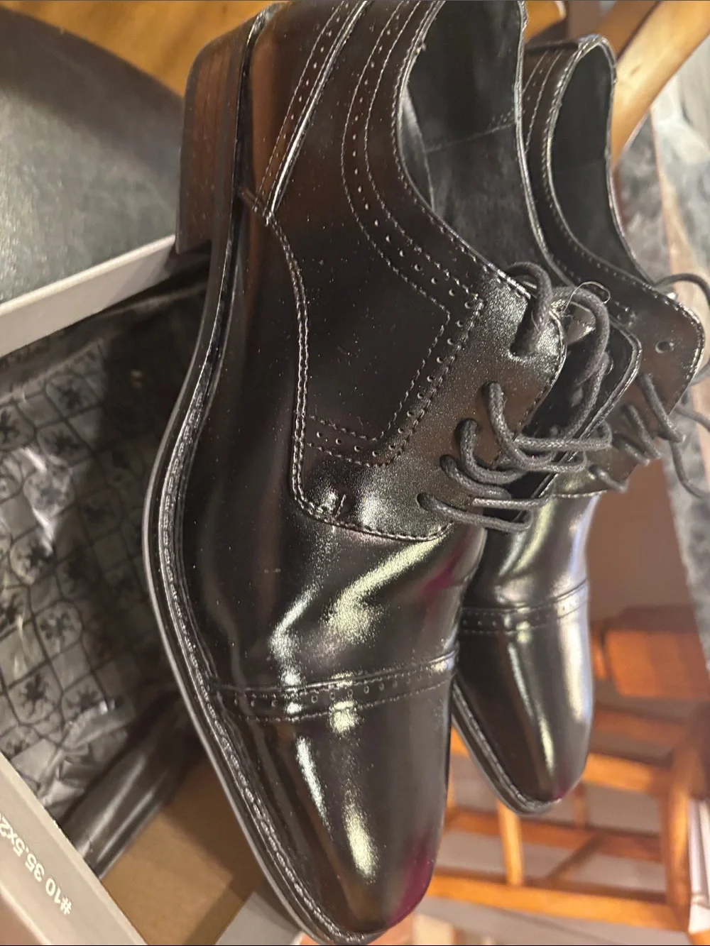 Men's Black Leather Derby Shoes - Polished Lace-Up